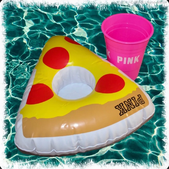 Victoria's Secret PINK Solo Cup & Inflatable Pizza Slice Koozie Pool Float NEW - Picture 2 of 4